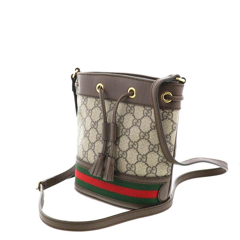 GUCCI Sherry GG Canvas Drawstring Bag Brown - Picture 2 of 5